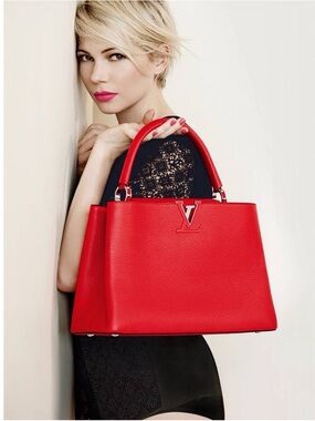 Louis Vuitton Red Top-Handle Satchel with Silver Hardware